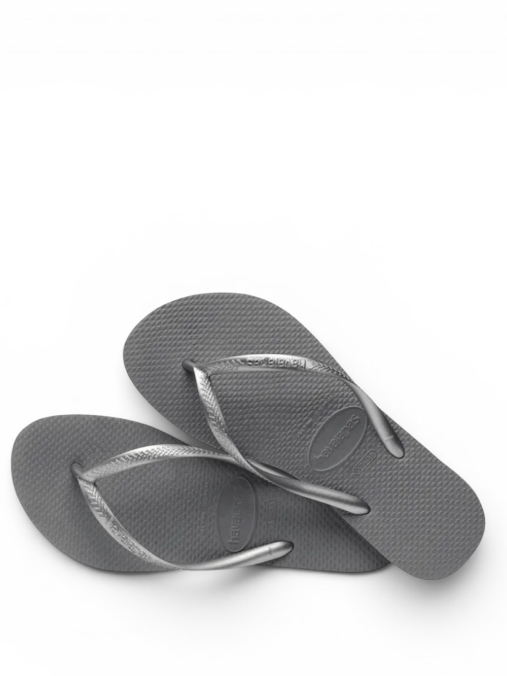 Havaianas Women's Slim Sandals / Rubber Silver Metallic Strap / Flip Flop Sz 7